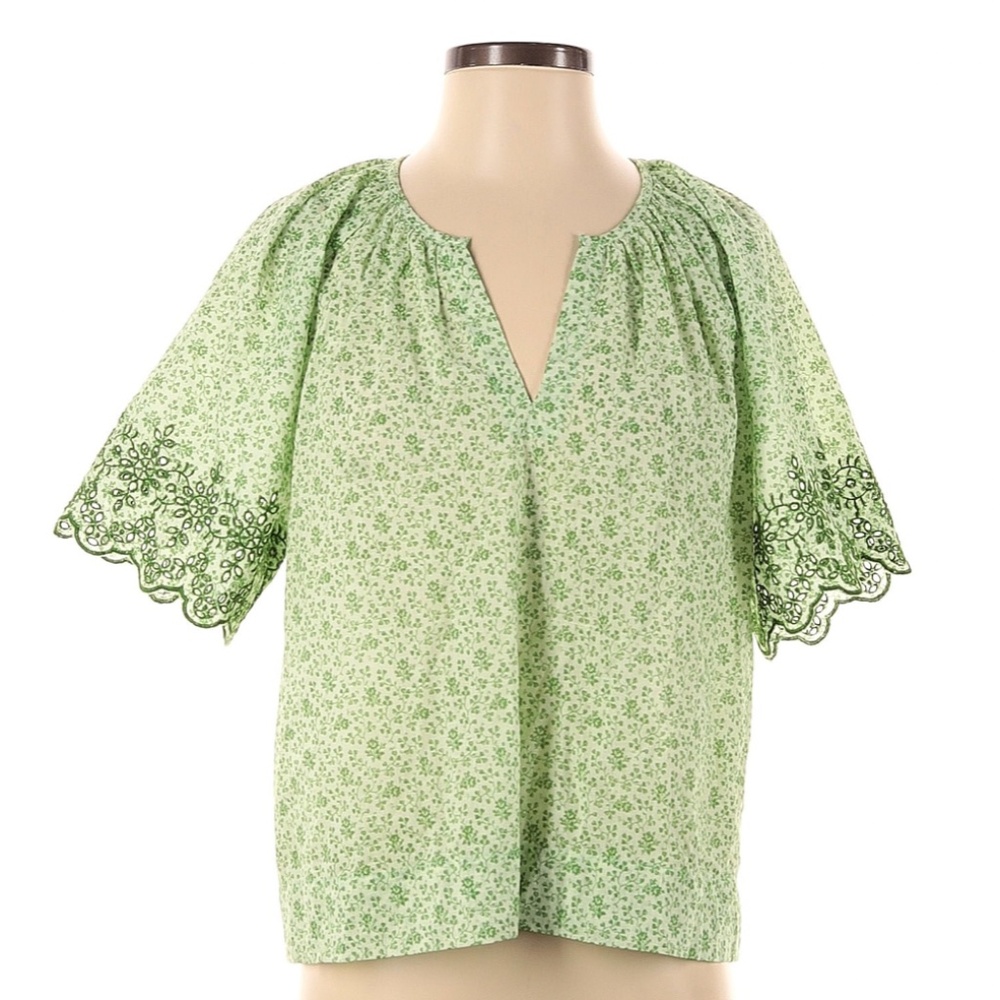 Tuckernuck Green Floral Embroidered Short Sleeve